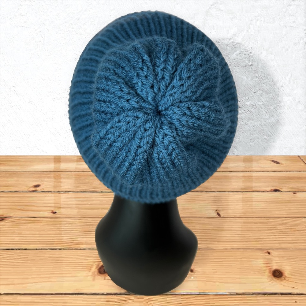 Handmade Knit Beanie Handcrafted Unisex Hat Ocean - Picture 6 of 10